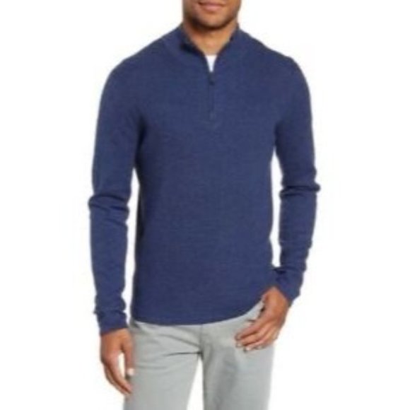 Zachary Prell 1/4 Zip Mock Neck Blue Sweater - Picture 1 of 5